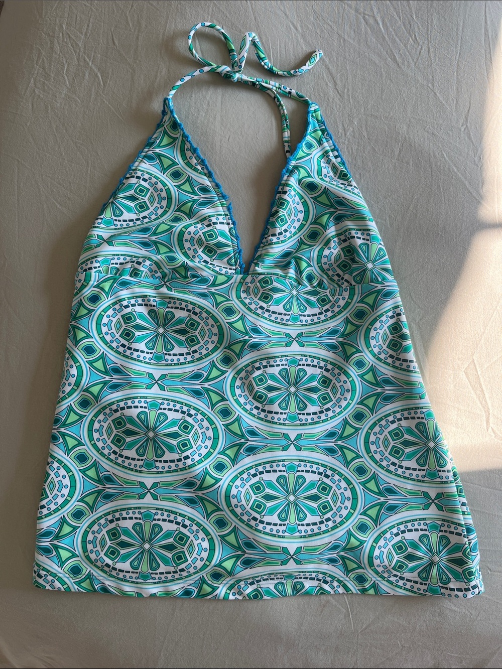 Mossimo Y2K Green & Teal Halter Tankini Top